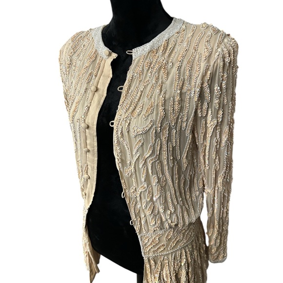 Vintage Oleg Cassini Beaded Jacket - Size 8 - Picture 2 of 4